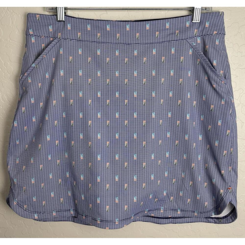 Peter Millar Blue Striped Flag Print Performance Golf Skort UPF 50+ XL 1576